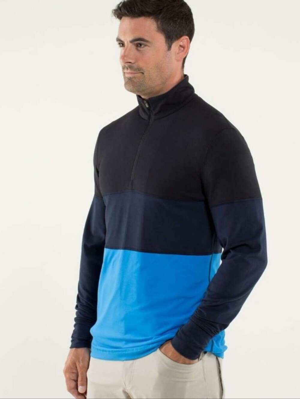Lululemon Velocity 1/4 Zip. Long Sleeve Black / Inkwell / Cornflower. Men XS